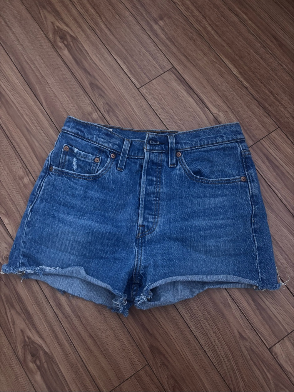 Levi's Blue High-Rise Cutoff Denim Shorts